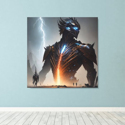 Bliksem Cyborg Warrior Canvas Afdruk (Insitu (Houten vloer))