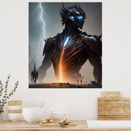 Bliksem Cyborg Warrior Poster (Keuken)