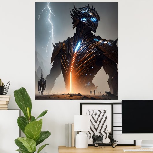 Bliksem Cyborg Warrior Poster (Thuiskantoor)
