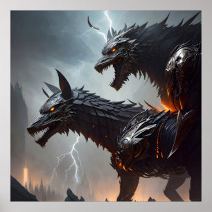 Bliksem Cyborg Wolven Poster