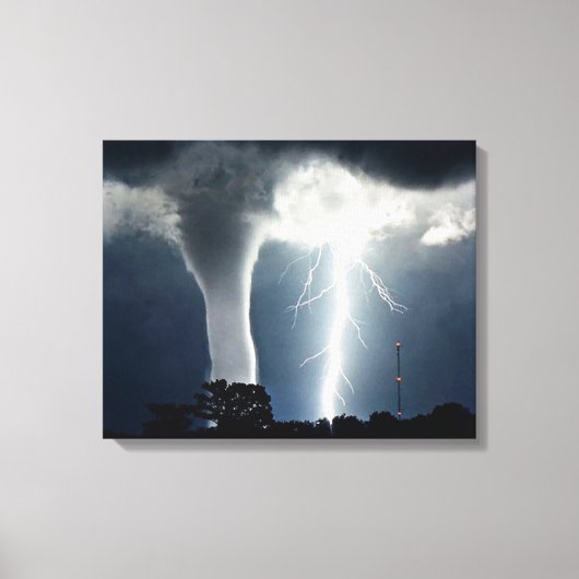 Bliksem en Tornado Verpakt Canvas Afdruk (Voorkant)