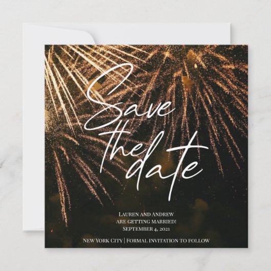 Bliksem Fire Save the Date Wedding Kaart (Voorkant)