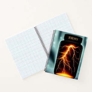 Bliksem in een digitale bottelkunst op maat notitieboek