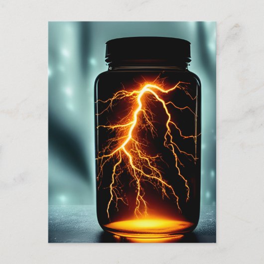Bliksem in een digitale flessenkunst briefkaart (Voorkant)