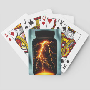 Bliksem in een digitale flessenkunst pokerkaarten