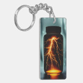 Bliksem in een digitale flessenkunst sleutelhanger (Voorkant Links)
