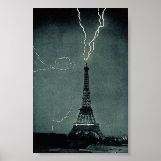Bliksem met Eiffeltoren Poster (Voorkant)