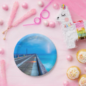 bliksem op Navarra Beach pier Papieren Bordje (Feest)