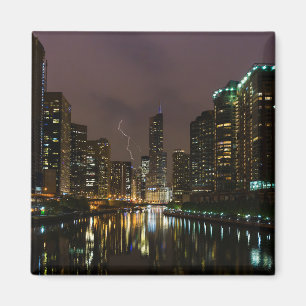 Bliksem over Chicago Magneet