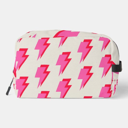 Bliksem Roze Rode Achtergrond Y2K Patroon Toilettasje (Achterkant)
