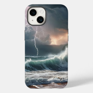 Bliksem Strike Waves Strand Landschap Case-Mate iPhone 14 Hoesje