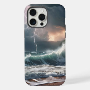 Bliksem Strike Waves Strand Landschap iPhone 15 Pro Max Hoesje