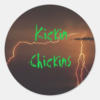 Bliksemachtergrond, Kickin Chickins Ronde Sticker