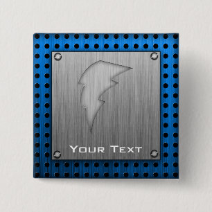 bliksembolt, gebrand vierkante button 5,1 cm