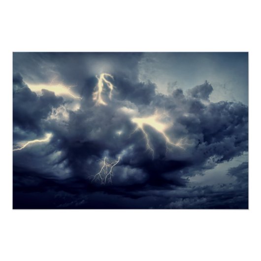 Bliksemflitsen tijdens storm perfect poster (Voorkant)