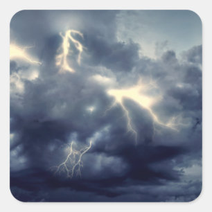 Bliksemflitsen tijdens storm vierkante sticker