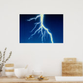 Bliksemschicht boven blauwe achtergrond poster (Keuken)