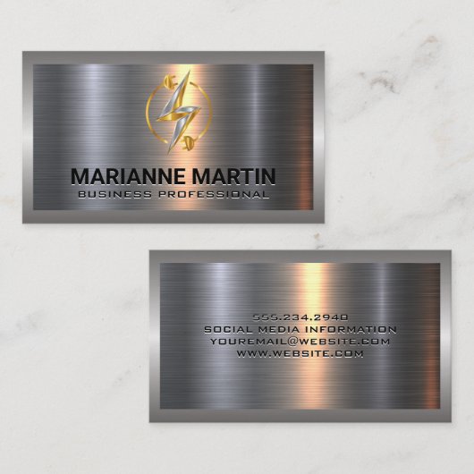 Bliksemschicht | Elektriciteitsplug | Metaal Alumi Visitekaartje (Voorkant / Achterkant)