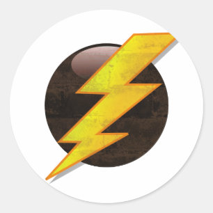 Bliksemschicht Retro Grunge Elektrische Badge Ronde Sticker