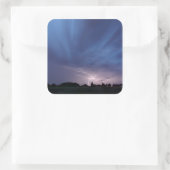 bliksemschicht tijdens storm vierkante sticker (Tas)