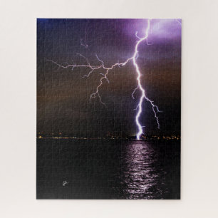 Bliksemschichten boven Lake Washington Legpuzzel