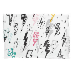 Bliksemschichten, handgetekende doodle set. kussensloop