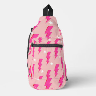 Bliksemster Roze Achtergrond Y2K Patroon Sling Bag