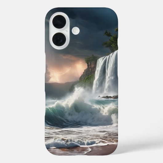 Bliksemwaterval Cliff Waves Beach Case-Mate iPhone Case (Achterkant)