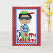 Blind Boy - Happy 5th Birthday Kaart (Gele Bloem)