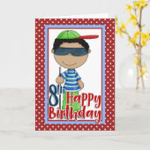 Blind Boy - Happy 8th Birthday Kaart (Gele Bloem)