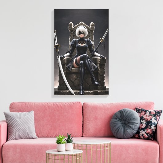Blind Throne - Dark Fantasy Gothic Warrior Canvas (Insitu (Woonkamer))
