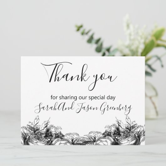 Blinde en witte inkt bedankkaart (Staand voorkant)