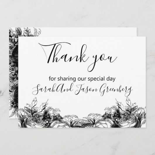 Blinde en witte inkt bedankkaart (Voorkant / Achterkant)