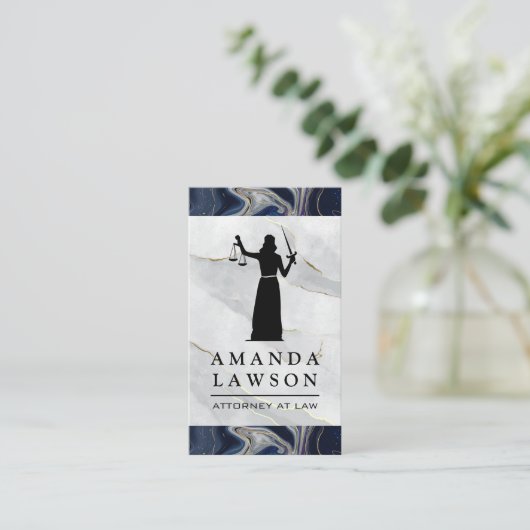 Blinde Justitie | Marmer | Wet Afsprakenkaartje (Staand voorkant)