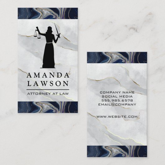 Blinde Justitie | Marmer | Wet Afsprakenkaartje (Voorkant / Achterkant)
