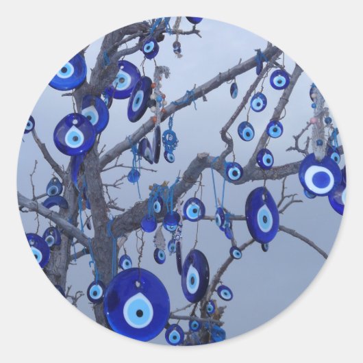 Blinde oogboom, blauwe nazar-amulet accessoires ronde sticker (Voorkant)