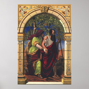 Blinde Tobit en vrouw Anna, Vintage Religie Poster