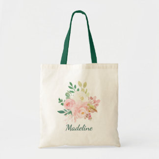 Blindenroze en crèmekleurige Waterverf botanische Tote Bag