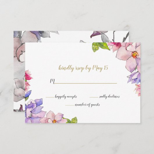 Blindenroze goudbloem Tuin Botanische bruiloft RSVP Kaartje (Voorkant / Achterkant)