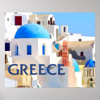 Blinding White Buildings in Griekenland Poster