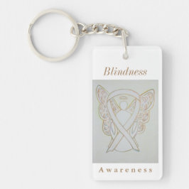 Blindness Awareness White Ribbon Sleutelhanger