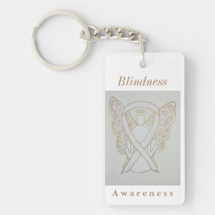 Blindness Awareness White Ribbon Sleutelhanger