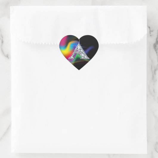 Bling "A" en diamant sur Sticker en arc-en-ciel (Sac)