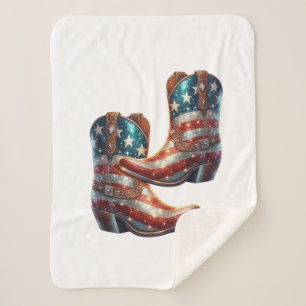 Bling American Flag Cowboylaarzen Sherpa Deken
