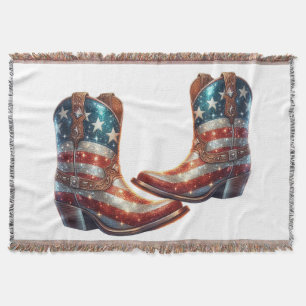 Bling Amerikaanse Vlag Cowboylaarzen Deken