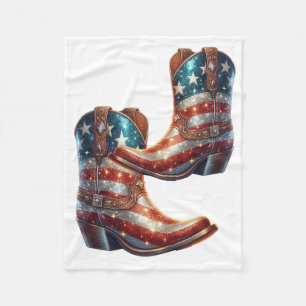 Bling Amerikaanse Vlag Cowboylaarzen Fleece Deken