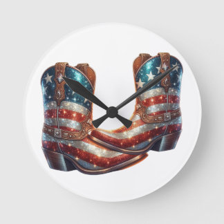 Bling Amerikaanse Vlag Cowboylaarzen Ronde Klok