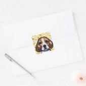 Bling Beagle Vierkante Sticker (Envelop)