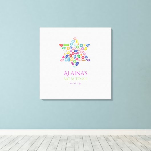 BLING BLING Bat Mitzvah Inloggen Board Canvas Afdruk (Insitu (Houten vloer))