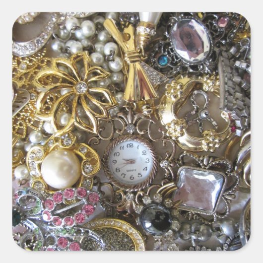 Bling Bling Sieraden collectie Vierkante Sticker (Voorkant)
